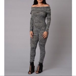 NWOT Fashion Nova Long Sleeve Grey Jumpsuit